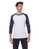 StarTee-ST2475-Cvc 3/4 Sleeve Raglan-WHITE/ NAVY HTHR