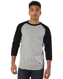 Champion-T1397-Adult Raglan T-Shirt-OXFORD GRY/ BLK