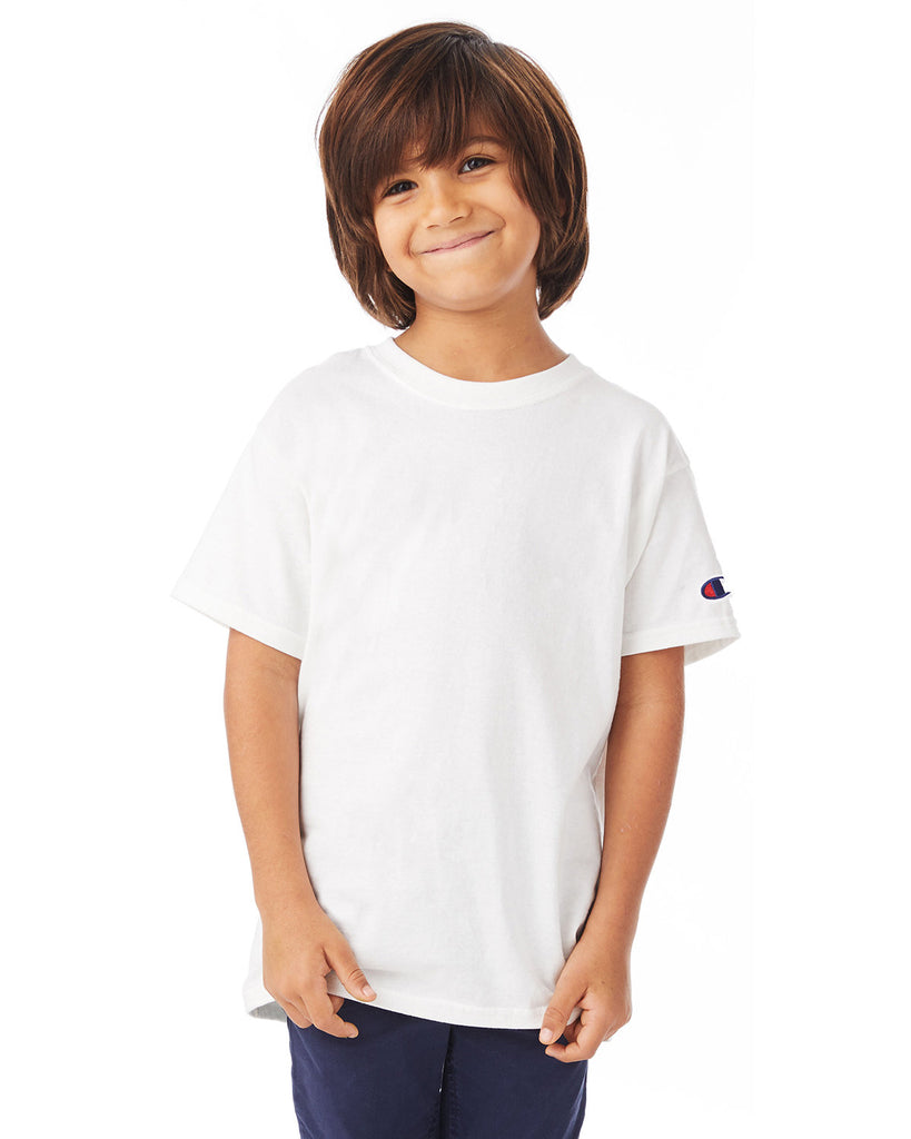 Champion-T435-Youth Short Sleeve T Shirt-WHITE