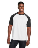 Team 365-TT62-Zone Colorblock Raglan T Shirt-WHITE/ BLK HTHR