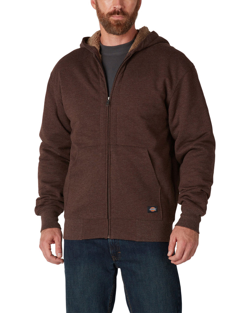 Dickies-TW457-Fleece Lined Full Zip Hooded Sweatshirt-CHOCOLATE HEATHR