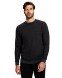 US Blanks-US2211G-Heavyweight Loop Terry Triblend Long Sleeve Crew-TRI BLACK