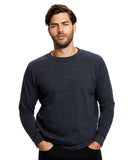 US Blanks-US2211G-Heavyweight Loop Terry Triblend Long Sleeve Crew-TRI NAVY