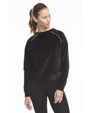 US Blanks-US538-Velour Long Sleeve Crop T Shirt-BLACK