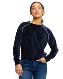 US Blanks-US538-Velour Long Sleeve Crop T Shirt-NAVY BLUE