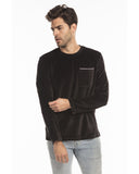 US Blanks-US5594-Velour Long Sleeve Pocket T Shirt-BLACK