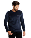 US Blanks-US5594-Velour Long Sleeve Pocket T Shirt-NAVY BLUE