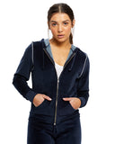 US Blanks-US565-Velour Full Zip Hoodie-NAVY BLUE