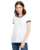 US Blanks-US609-Classic Ringer T Shirt-WHITE/ NAVY
