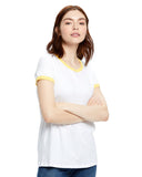 US Blanks-US609-Classic Ringer T Shirt-WHITE/ YELLOW