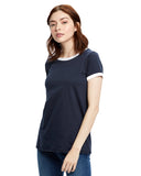 US Blanks-US609-Classic Ringer T Shirt-NAVY/ WHITE