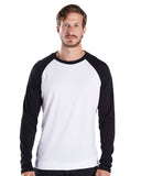 US Blanks-US6600-Long Sleeve Triblend Baseball Raglan-WHITE/ BLACK