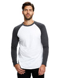 US Blanks-US6600-Long Sleeve Triblend Baseball Raglan-WHITE/ CHARCOAL