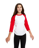 US Blanks-US6601K-Baseball Raglan T Shirt-WHITE/ RED