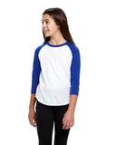 US Blanks-US6601K-Baseball Raglan T Shirt-WHITE/ ROYAL