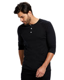 US Blanks-US7779-3/4 Sleeve Raglan Henley-BLACK